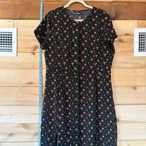 Disturbia Black Midi Dress with Vibrant Floral Accents